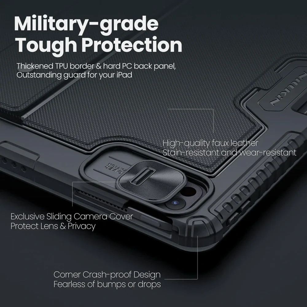 Nillkin iPad Pro 13 Keyboard Case Backlit Trackpad Rugged Cover M4 M5 Black